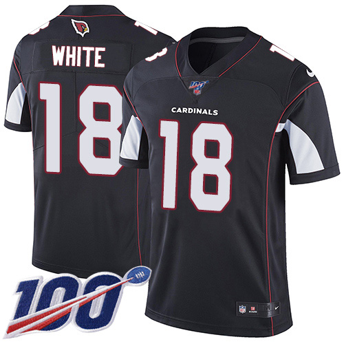 Arizona Cardinals #18 Kevin White Black Alternate Men's Stitched 100th Season Vapor Limited Jersey Men's