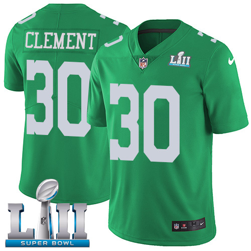Philadelphia Eagles #30 Corey Clement Green Super Bowl LII Men's Stitched Limited Rush Jersey Men's