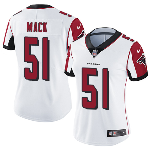 Atlanta Falcons #51 Alex Mack White Women's Stitched Vapor Untouchable Limited Jersey Womens