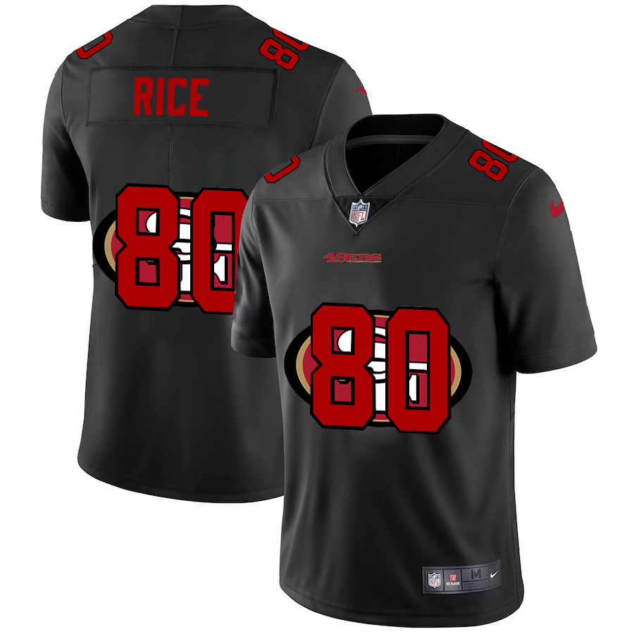 San Francisco 49ers #80 Jerry Rice Men's Team Logo Dual Overlap Limited Jersey Black