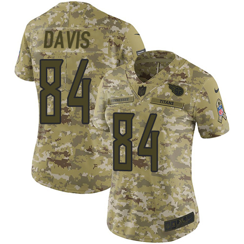 Tennessee Titans #84 Corey Davis Camo Women's Stitched Limited 2018 Salute to Service Jersey Womens