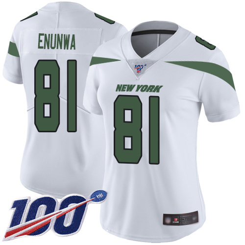 New York Jets #81 Quincy Enunwa White Women's Stitched 100th Season Vapor Limited Jersey Womens