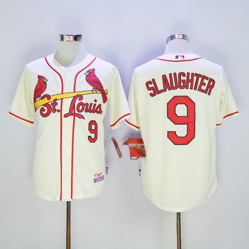 St.Louis Cardinals #9 Enos Slaughter Cream Cool Base Stitched Jersey Men's