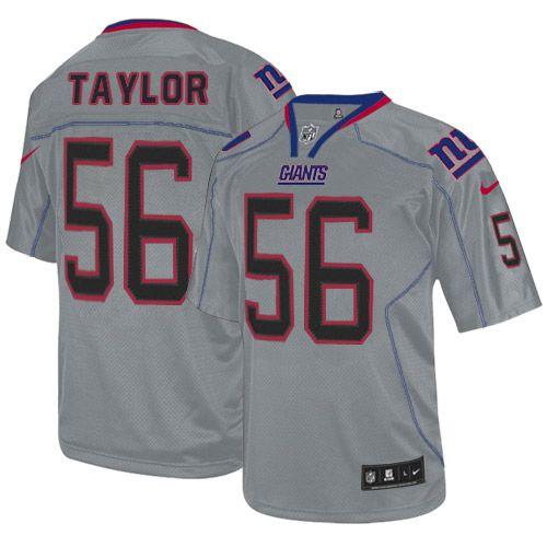 Giants #56 Lawrence Taylor Lights Out Grey Men's Stitched Elite Jersey
