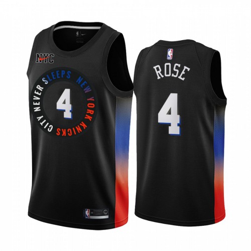 New York Knicks #4 Derrick Rose Black Womens Swingman 2020-21 City Edition Jersey Womens