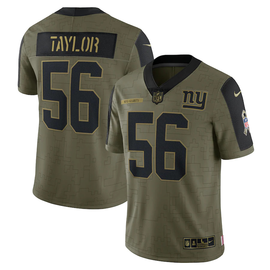 New York Giants #56 Lawrence Taylor Olive 2021 Salute To Service Limited Player Jersey