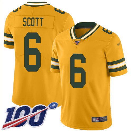 Green Bay Packers #6 JK Scott Gold Men's Stitched Limited Inverted Legend 100th Season Jersey Men's