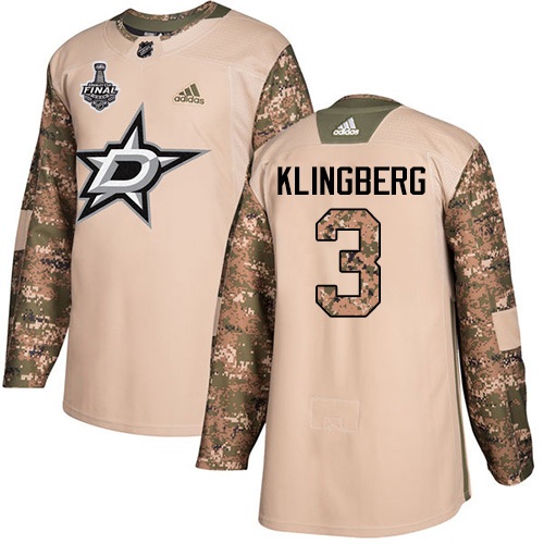 Adidas Dallas Stars #3 John Klingberg Camo Authentic 2017 Veterans Day Youth 2020 Stanley Cup Final Stitched Jersey Youth