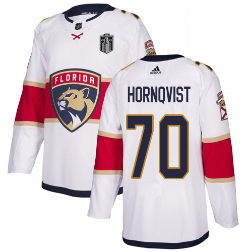 Adidas Panthers #70 Patric Hornqvist White 2023 Stanley Cup Final Patch Road Authentic Stitched Jersey