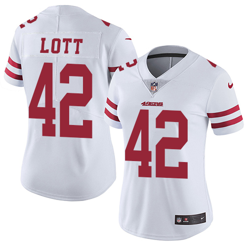 San Francisco 49ers #42 Ronnie Lott White Women's Stitched Vapor Untouchable Limited Jersey Womens