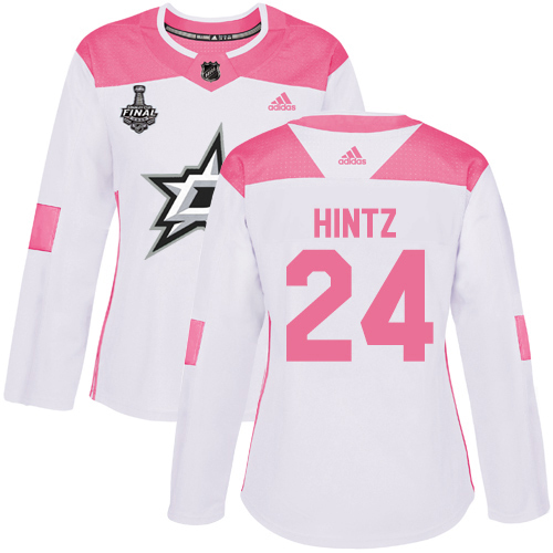 Adidas Dallas Stars #24 Roope Hintz White/Pink Authentic Fashion Women's 2020 Stanley Cup Final Stitched Jersey Womens