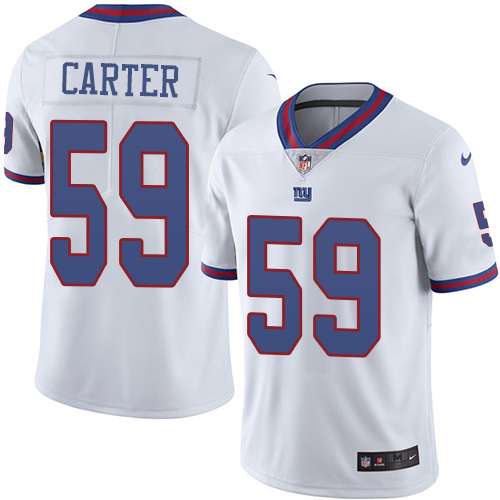 New York Giants #59 Lorenzo Carter White Men's Stitched Limited Rush Jersey Men's