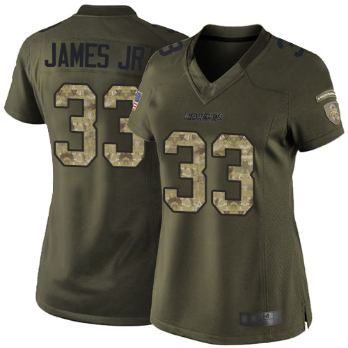 Chargers #33 Derwin James Jr Green Women's Stitched Limited 2015 Salute To Service Jersey
