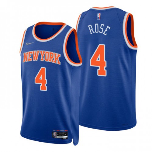 New York Knicks #4 Derrick Rose Blue Mens 2021-22 75th Anniversary Diamond Swingman Jersey - Icon Edition Mens