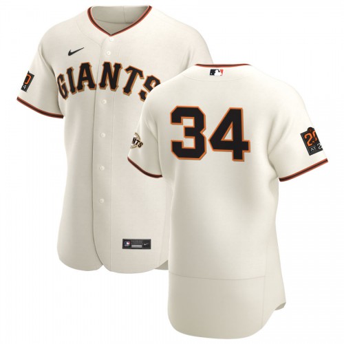 San Francisco San Francisco Giants #34 Kevin Gausman Men's Cream Home 2020 Authentic 20 at 24 Patch Player Jersey Men's