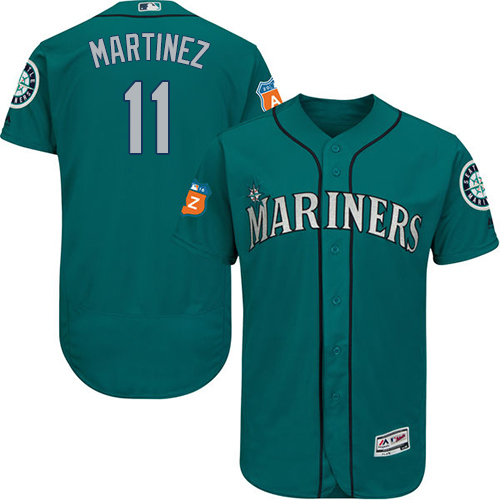 Seattle Mariners #11 Edgar Martinez Green Flexbase Authentic Collection Stitched Jersey Men's