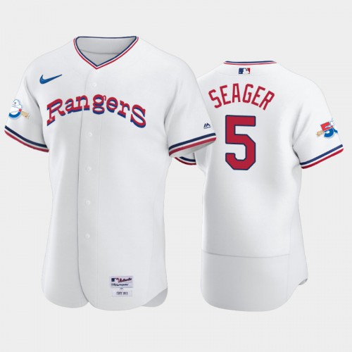 Texas Texas Rangers #5 Corey Seager Men's 1972 Throwback White 50th Anniversary Home Authentic Jersey Men's