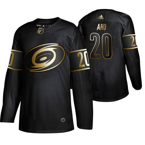 Adidas Carolina Hurricanes #20 Sebastian Aho Men's 2019 Black Golden Edition Authentic Stitched Jersey Men's