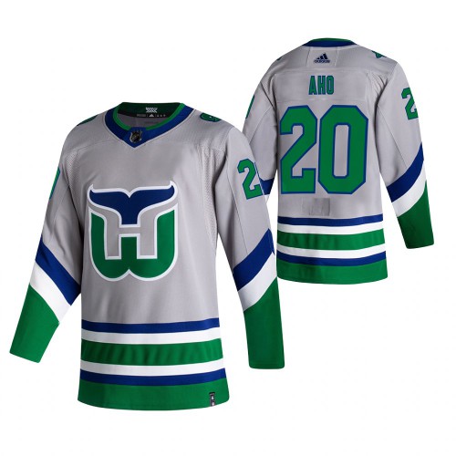 Carolina Carolina Hurricanes #20 Sebastian Aho Grey Men's Adidas 2020-21 Reverse Retro Alternate Jersey Men's