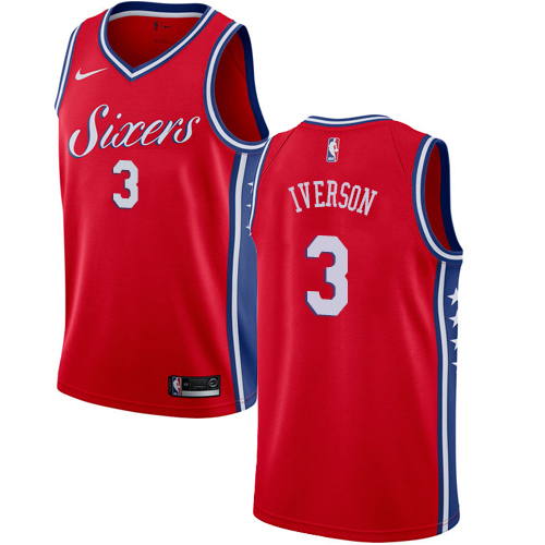 Philadelphia 76ers #3 Allen Iverson Red Youth Swingman Statement Edition Jersey Youth
