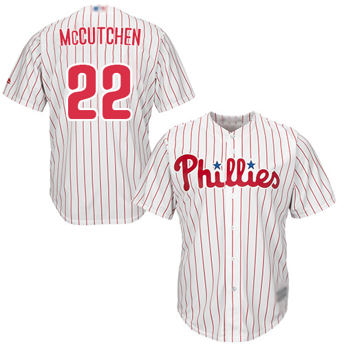 Philadelphia Phillies #22 Andrew McCutchen White(Red Strip) Cool Base Stitched Youth Jersey Youth