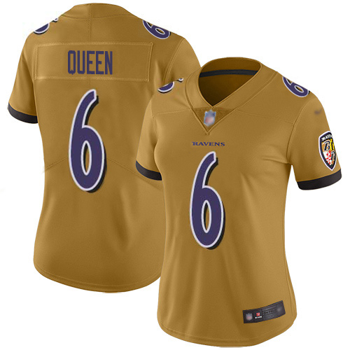 Ravens #6 Patrick Queen Gold Women's Stitched Limited Inverted Legend Jersey