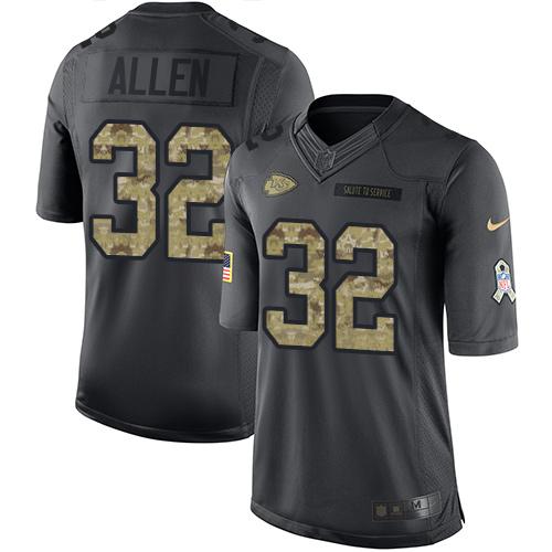 Kansas City Chiefs #32 Marcus Allen Black Men's Stitched Limited 2016 Salute to Service Jersey Men's