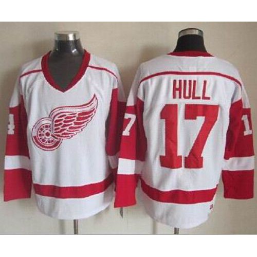 Detroit Red Wings #17 Brett Hull White CCM Throwback Stitched Jersey Men's