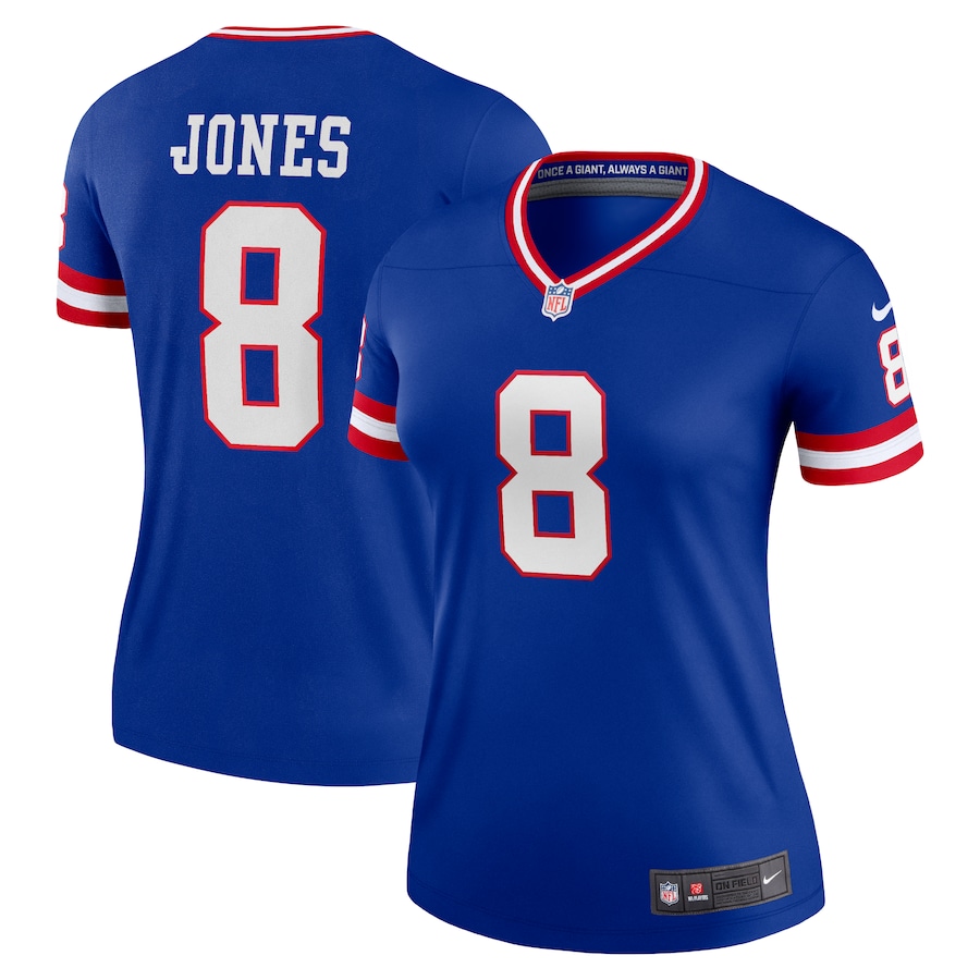 New York Giants #8 Daniel Jones Royal Women's Royal Classic Player Legend Jersey