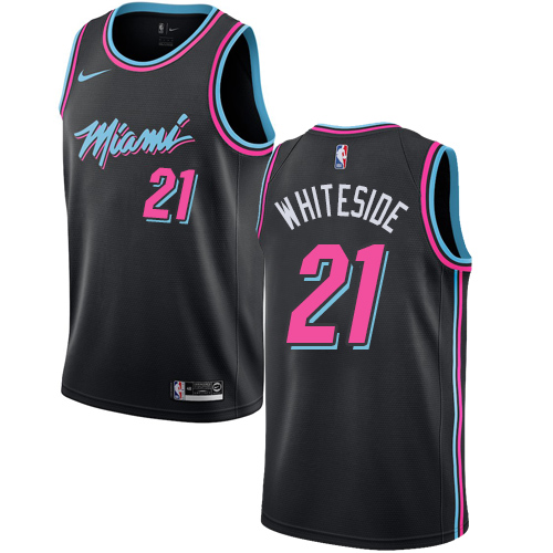 Miami Heat #21 Hassan Whiteside Black Swingman City Edition 2018/19 Jersey Mens