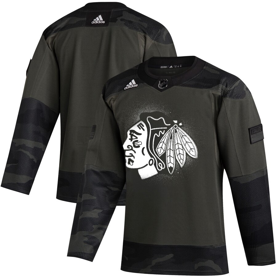 Chicago Blackhawks Adidas 2019 Veterans Day Authentic Practice Jersey Camo