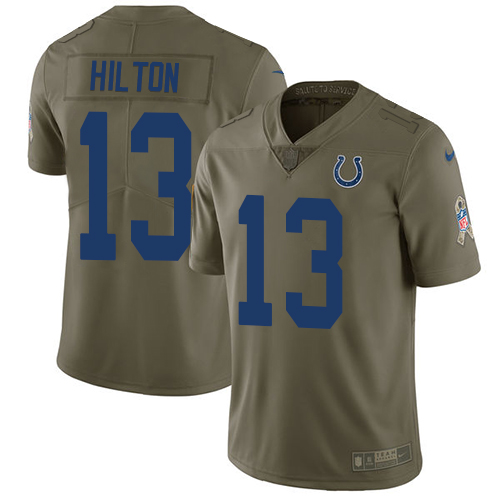 Colts #13 T.Y. Hilton Olive Men's Stitched Limited 2017 Salute To Service Jersey