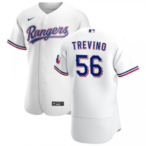 Texas Texas Rangers #56 Jose Trevino Men's White Home 2020 Authentic Player Jersey Men's