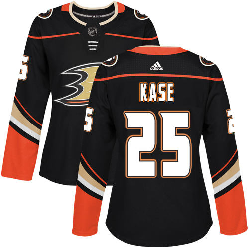 Adidas Anaheim Ducks #25 Ondrej Kase Black Home Authentic Women's Stitched Jersey Womens