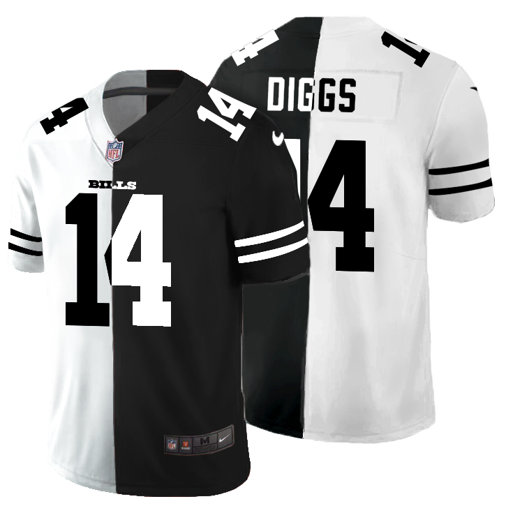 Buffalo Bills #14 Stefon Diggs Men's Black V White Peace Split Vapor Untouchable Limited Jersey
