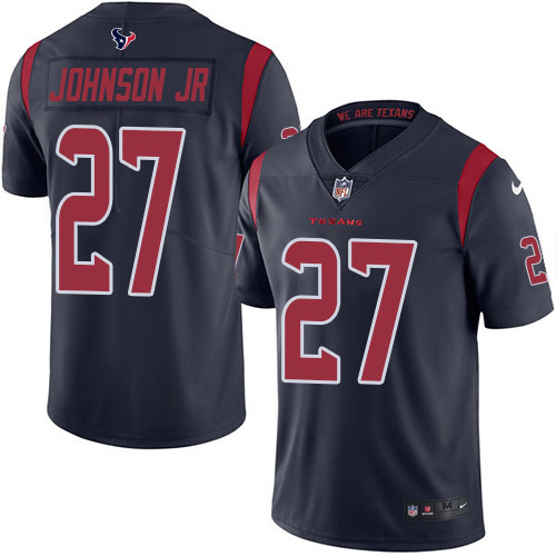 Houston Texans #27 Duke Johnson Jr Navy Blue Youth Stitched Limited Rush Jersey Youth