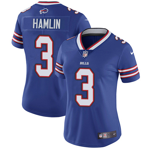 Bills #3 Damar Hamlin Royal Blue Team Color Women's Stitched Vapor Untouchable Limited Jersey