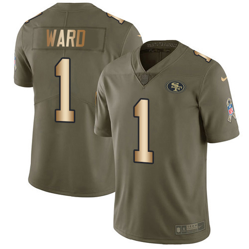 49ers #1 Jimmie Ward Olive/Gold Youth Stitched Limited 2017 Salute To Service Jersey