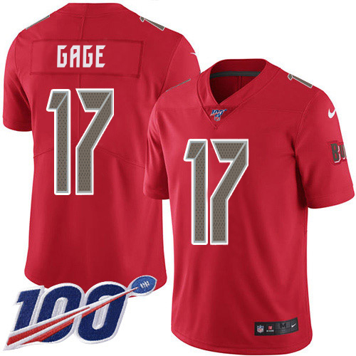Buccaneers #17 Russell Gage Red Men's Stitched Limited Rush 100th Season Jersey