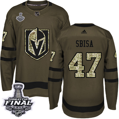 Adidas Golden Vegas Golden Knights #47 Luca Sbisa Green Salute to Service 2018 Stanley Cup Final Stitched Youth Jersey Youth