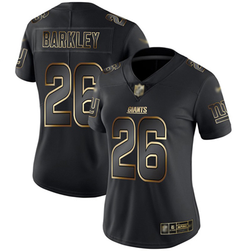 Giants #26 Saquon Barkley Black/Gold Women's Stitched Vapor Untouchable Limited Jersey