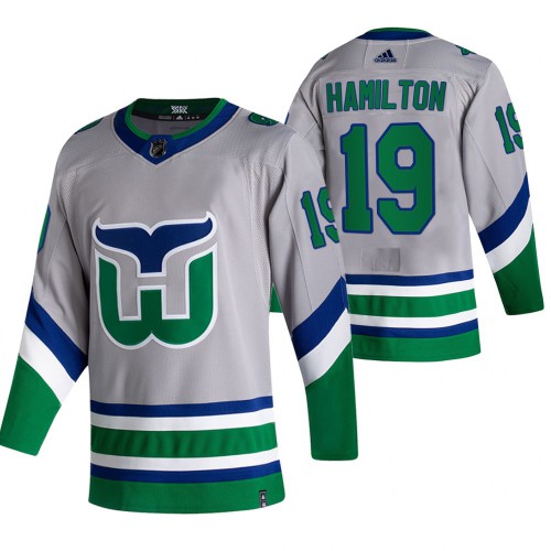 Carolina Carolina Hurricanes #19 Dougie Hamilton Grey Men's Adidas 2020-21 Reverse Retro Alternate Jersey Men's