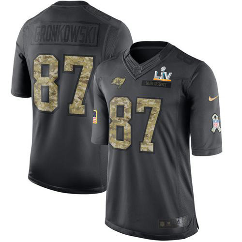 Buccaneers #87 Rob Gronkowski Black Men's Super Bowl LV Bound Stitched Limited 2016 Salute To Service Jersey