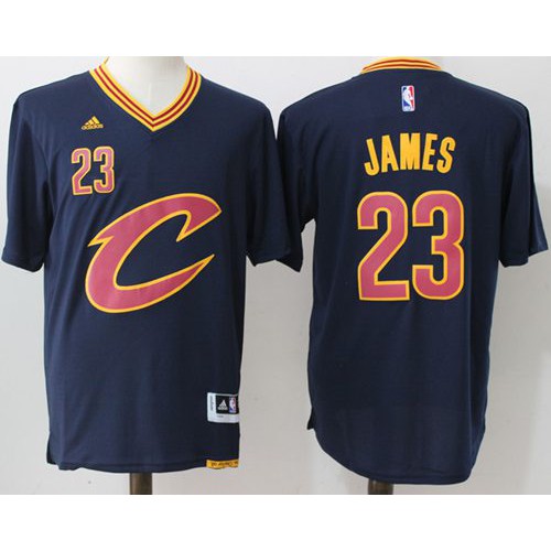 Cleveland Cavaliers #23 LeBron James Navy Blue Short Sleeve C Stitched Jersey Mens