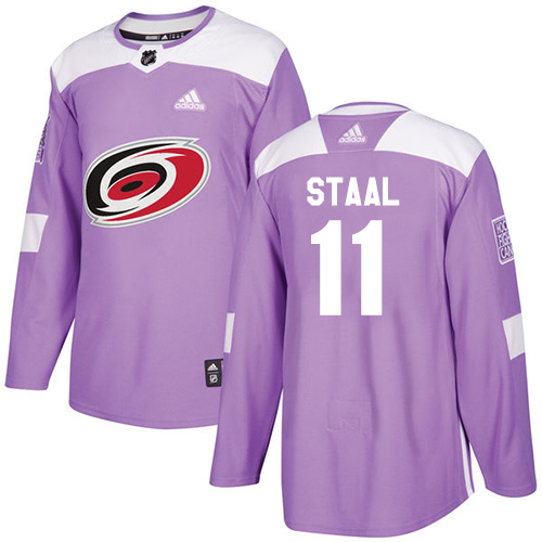 Adidas Carolina Hurricanes #11 Jordan Staal Purple Authentic Fights Cancer Stitched Jersey Men's