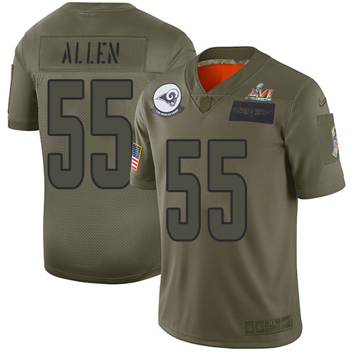 Los Angeles Rams #55 Brian Allen Camo Super Bowl LVI Patch Youth Stitched Limited 2019 Salute To Service Jersey Youth