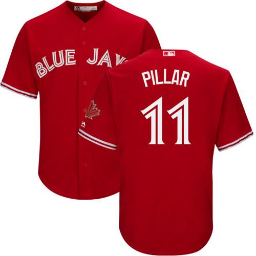 Toronto Blue Jays #11 Kevin Pillar Red New Cool Base Canada Day Stitched Jersey Men's