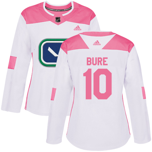 Adidas Vancouver Canucks #10 Pavel Bure White/Pink Authentic Fashion Women's Stitched Jersey Womens