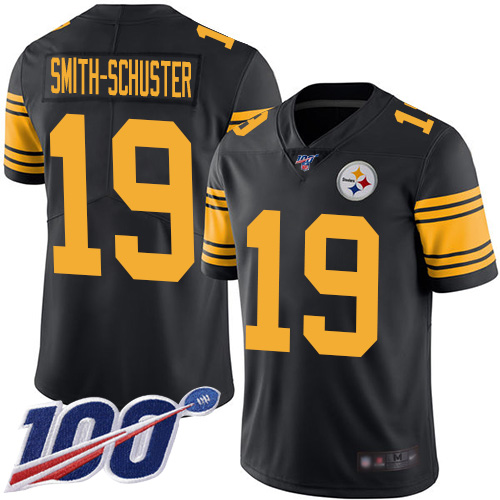 Pittsburgh Steelers #19 JuJu Smith-Schuster Black Men's Stitched Limited Rush 100th Season Jersey Men's