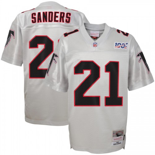 Youth Atlanta Atlanta Falcons #21 Deion Sanders Mitchell & Ness Platinum 100 Retired Player Legacy Jersey Youth